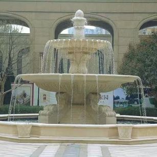 哈尔滨 黄金麻花岗岩异型加工——户外庭院石雕流水喷泉