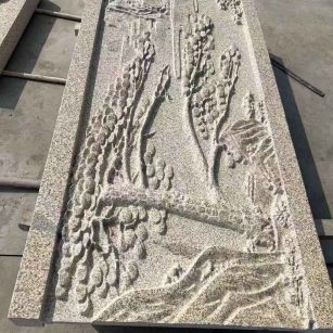 哈尔滨 黄金麻雕刻板浮雕迎客松