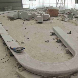 哈尔滨 芝麻白花岗岩弧形花坛石，坐凳石