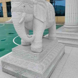 哈尔滨 白麻花岗岩动物异形石雕-大象