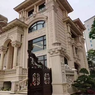 哈尔滨 黄金麻花岗岩别墅外墙干挂效果展示