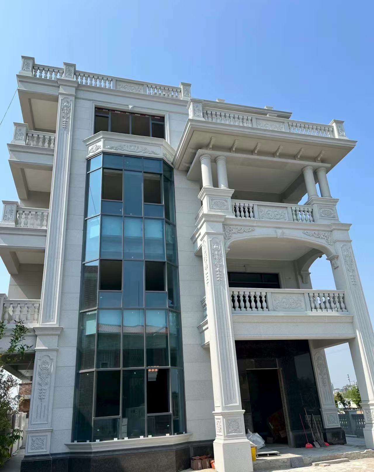 哈尔滨 白麻花岗岩别墅外墙干挂效果展示